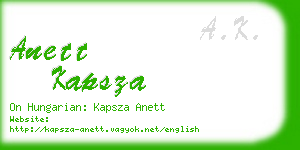 anett kapsza business card